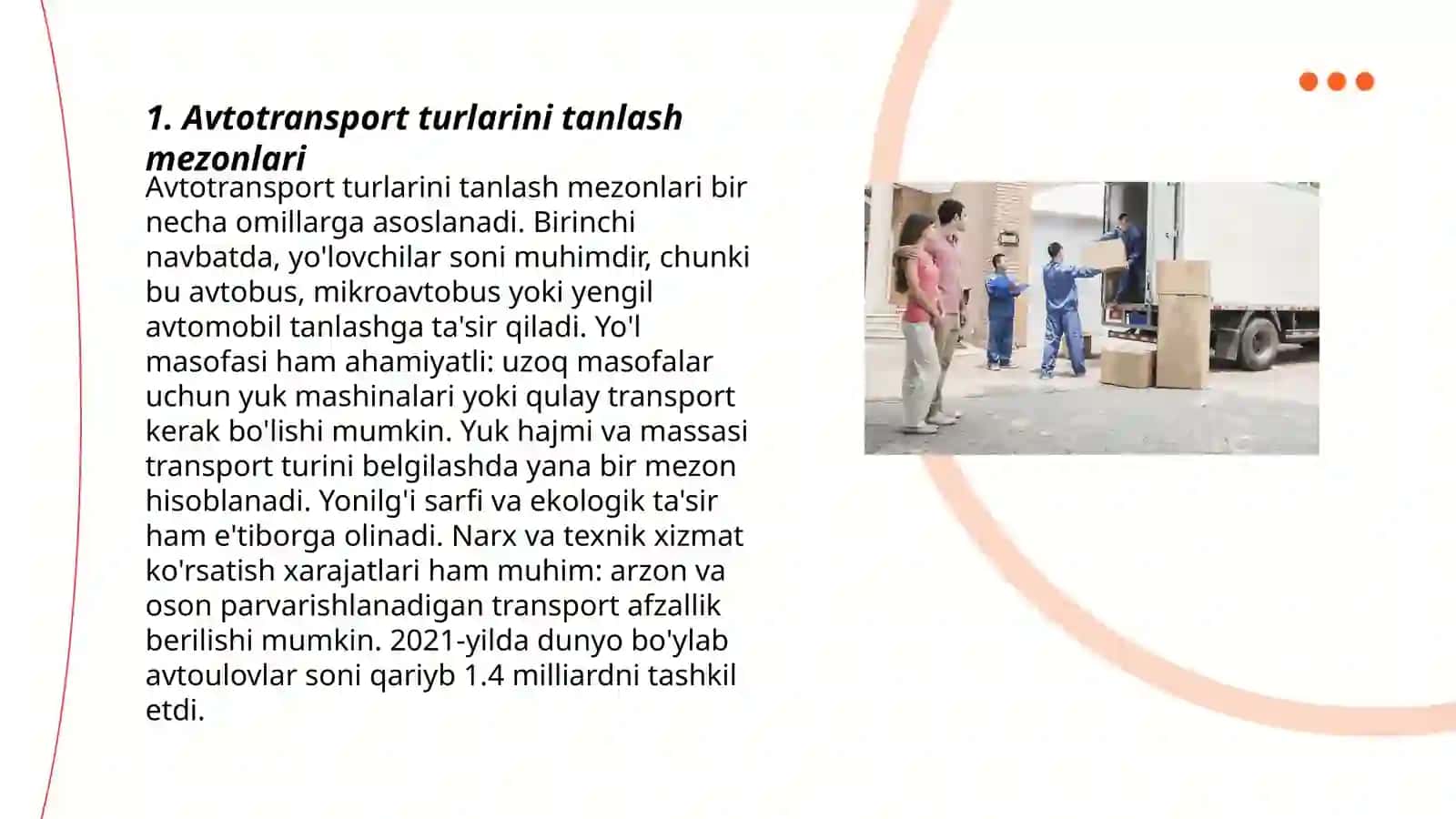 Avtotransport va ortish tushirish vositalarini tanlash 3