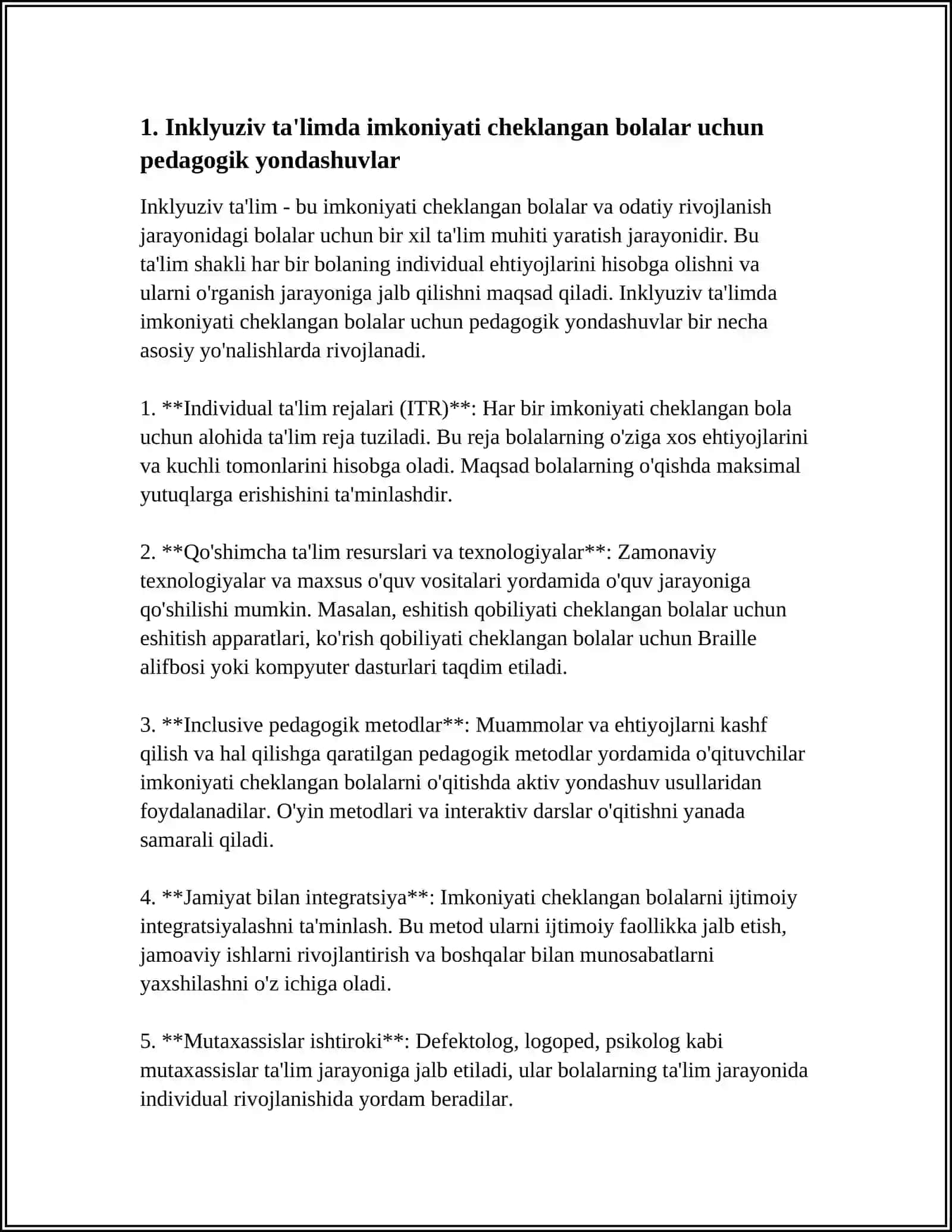 INKLYUZIV TAʼLIM SHAROITIDA IMKONIYATI CHEKLANGAN BOLALARGA INKLYUZIV TAʼLIM TIZIMIDA KAREKSION-PEDAGOGIK ISHLAR 3