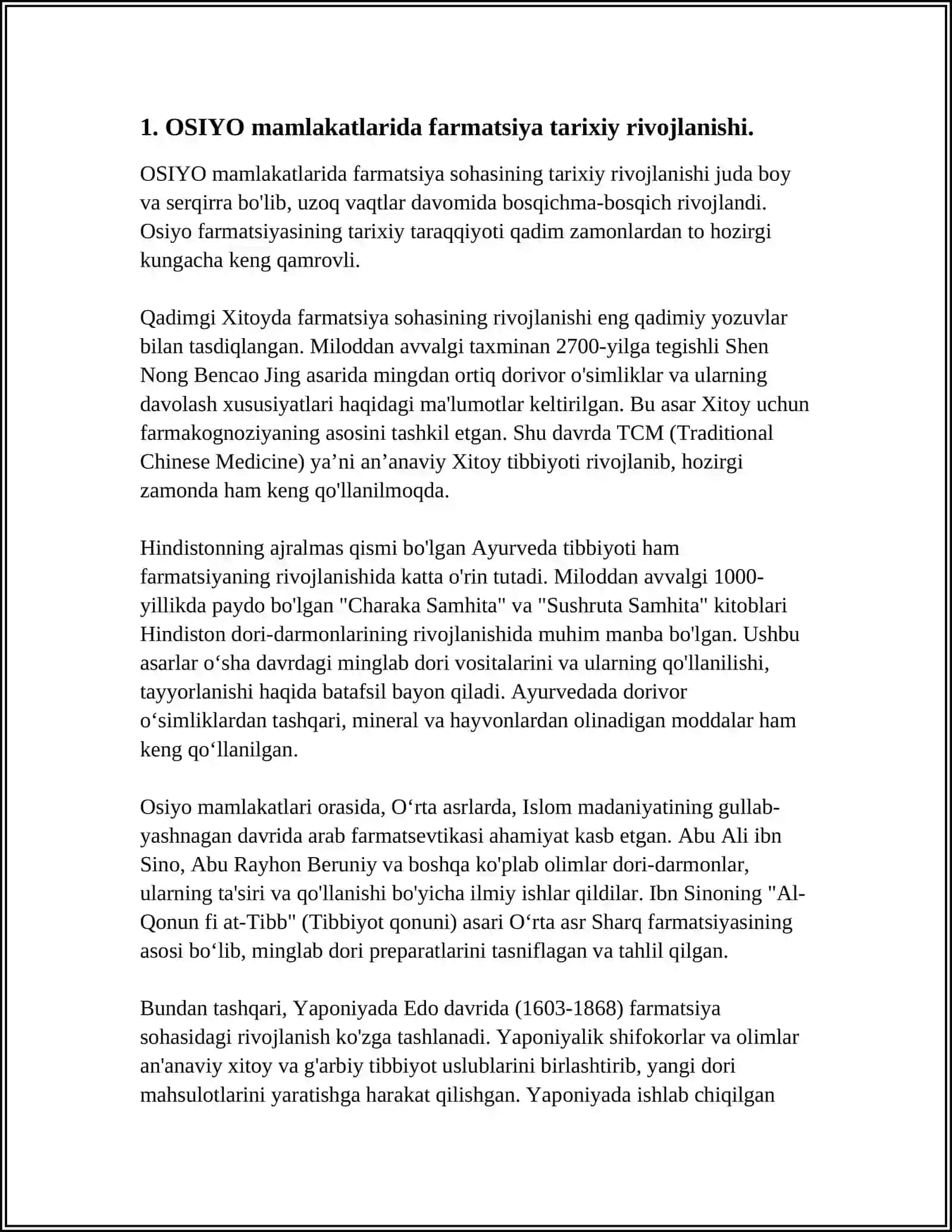 OSIYO MAMLAKATLARIDA FARMATSIYANI RIVOJLANISH O'ZIGA XOSLIGI 3