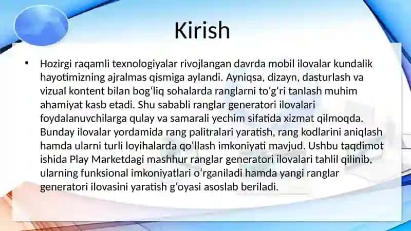 Ranglar generatori ilovasini yaratish 3
