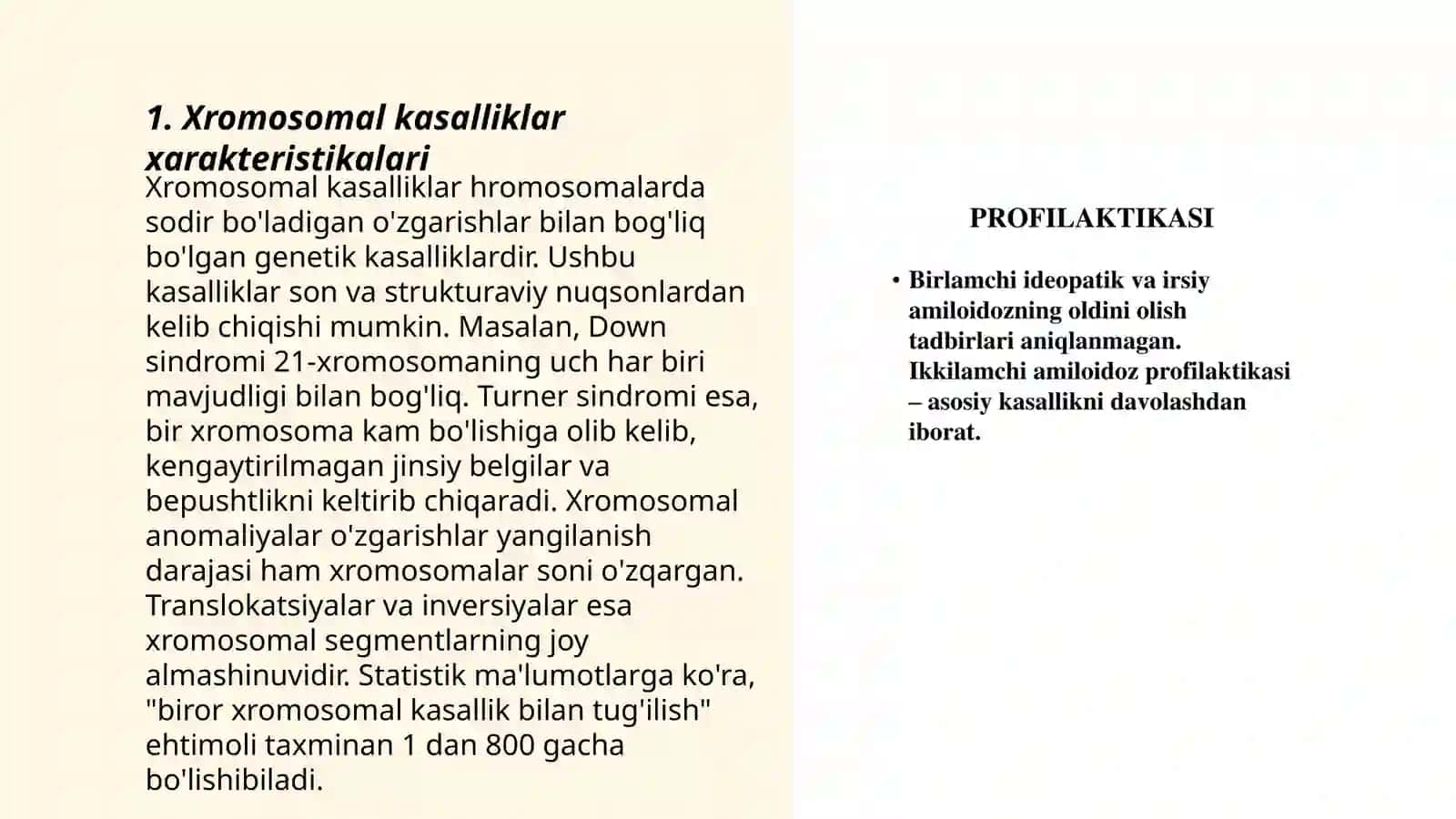 Xromosomal kasalliklar xarakteristikalari 3