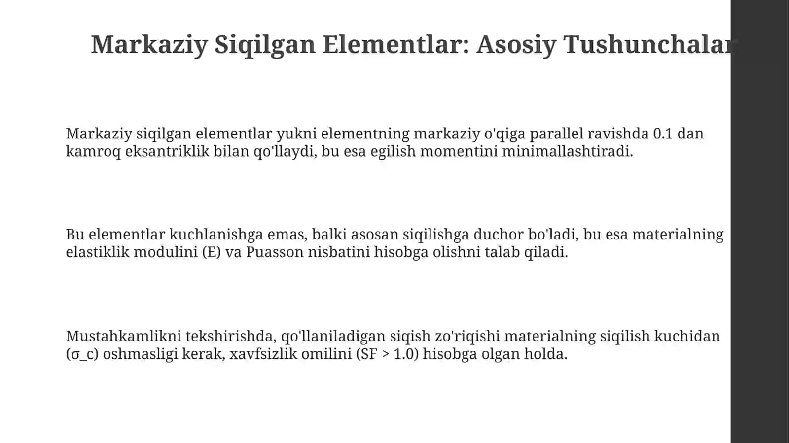 Markaziy siqilgan elementlarni hisoblash 3