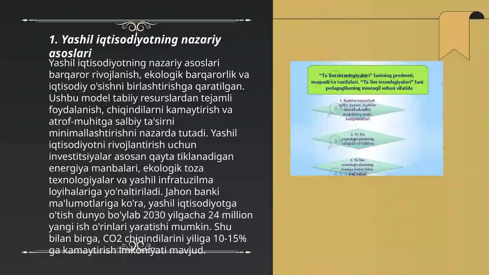 Yashil iqtisodiyot fanining predmeti va vazifalari 3