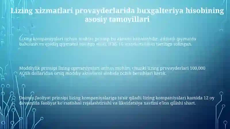 Lizing xizmatlarini ko'rsatuvchi subyekt-larda buxgalteriya hisobi 3