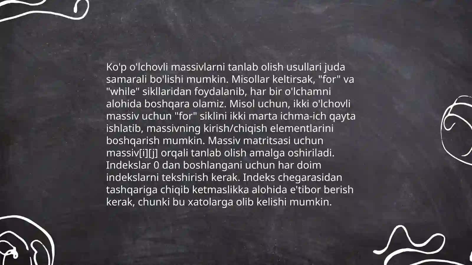 Ko’p o’lcho’vli massivlarni ma’lum shartlar asosida saralash 3