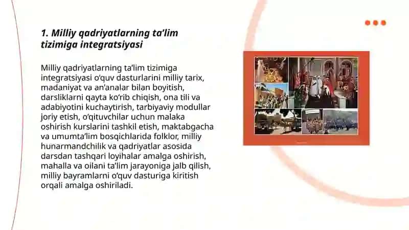 Oʻzbekistonda milliy qadriyatlar va tarixni tiklash borasidagi islohotlar mazmuni 3