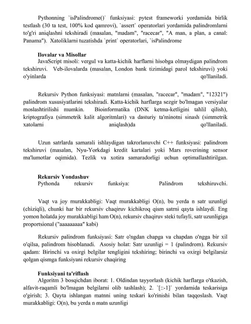 Palindrom funksiyasini hosil qiling 3