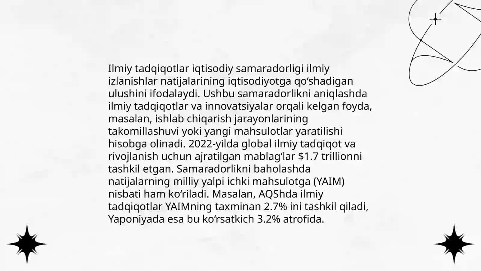 Ilmiy tadqiqotlar iqtisodiy samaradorligini hisoblash 3