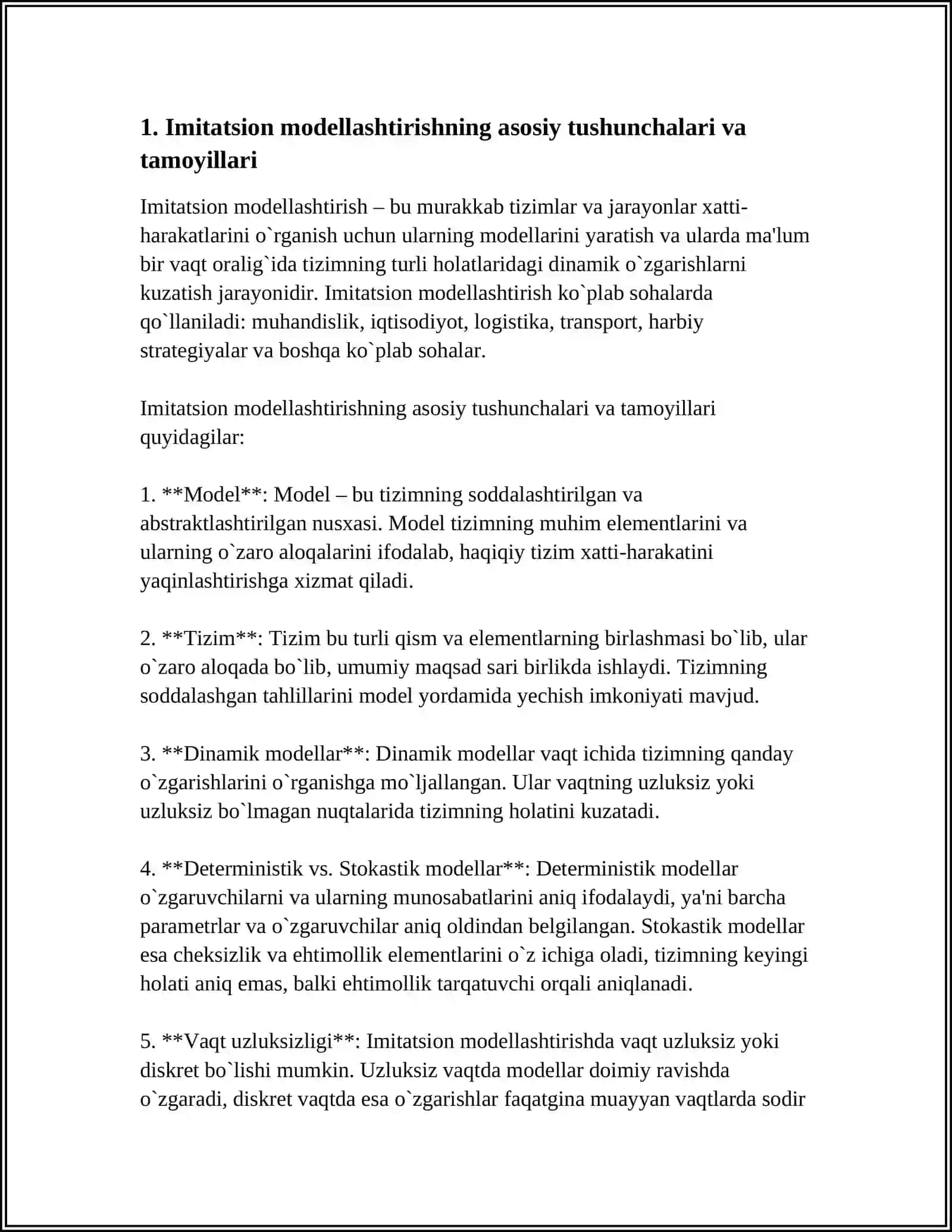 Imitatsion modellashtirish 3