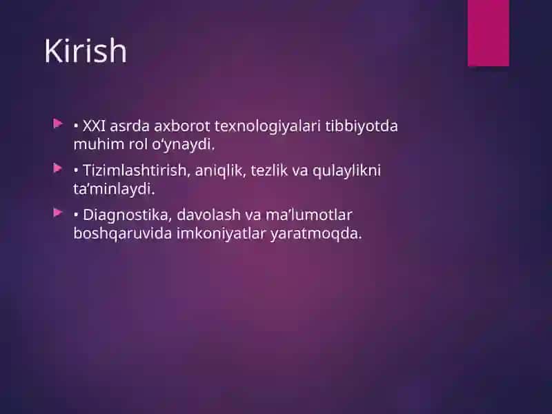 Zamonaviy axborot texnologiyalarining tibbiyotdagi o‘rnini 3