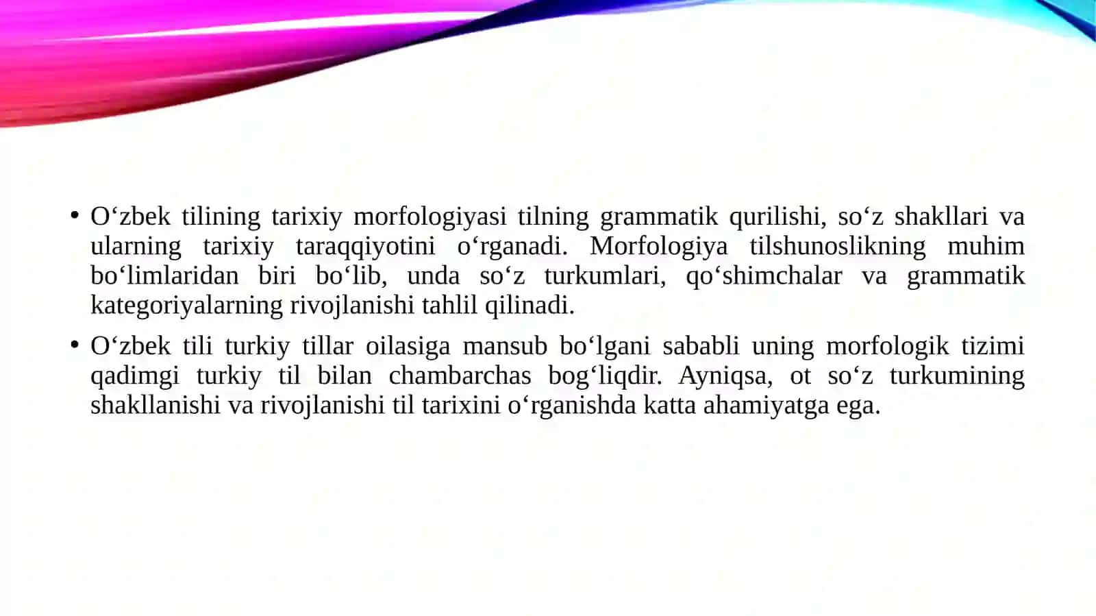 O‘zbek tilining tarixiy morfologiyasi.Ot soʻz turkumi 3
