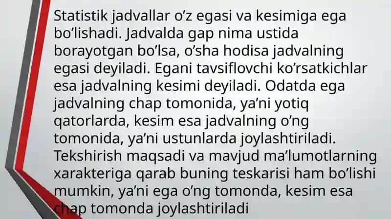 Statistikmaʼlumotlarni jadval va grafiklarda tasvirlash 3