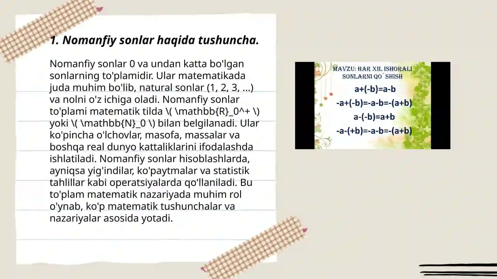 Nomanfiy sonlar ustida arifmetik amallarni o‘rgatish metodikasi 3