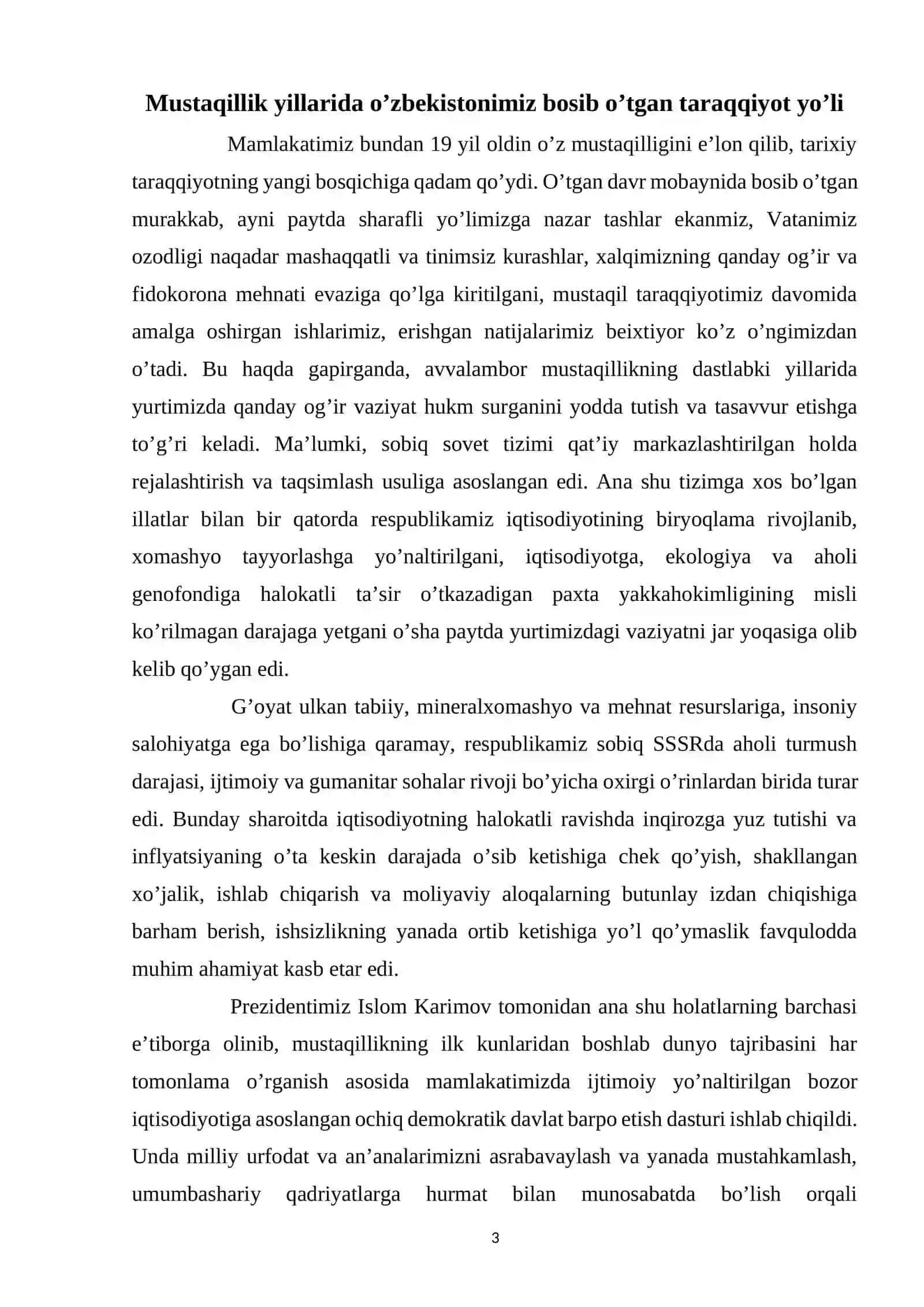 Mustaqillik yillarida amalga oshirilgan islohatlar 3