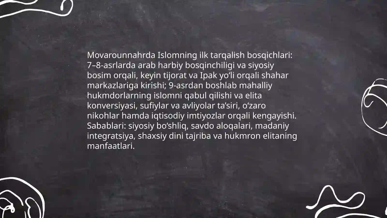 Movarounnahrda Islom dinining tarqalishi va madrasa ta'lim shakllanishi ning ijtimoiy madaniy hayotga ta'siri 3