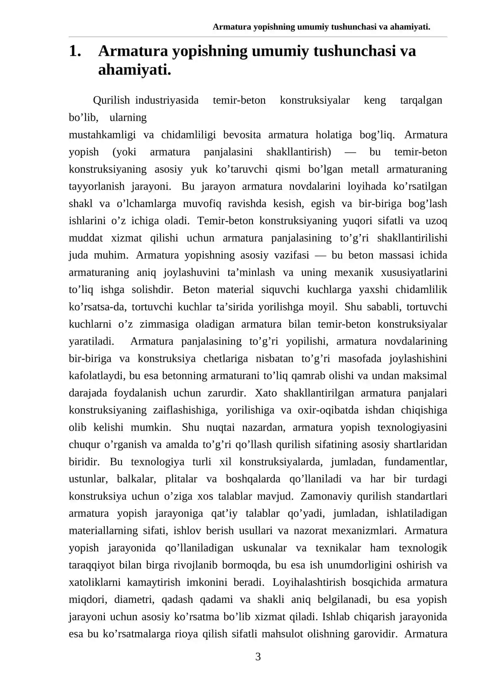 Armatura yopishning umumiy tushunchasi va ahamiyati 3