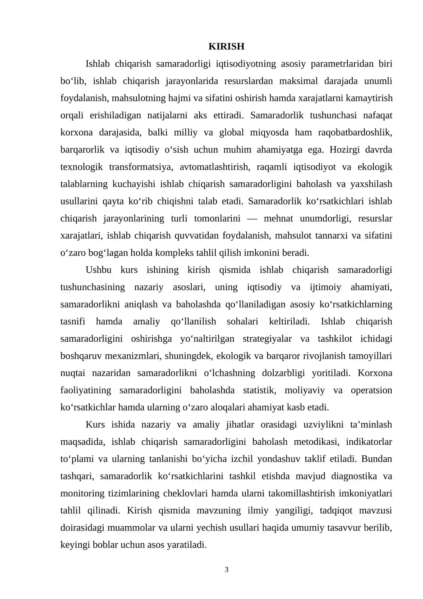 ISHLAB CHIQARISH SAMARADORLIGI VA UNING KOʻRSATKICHLARI 3