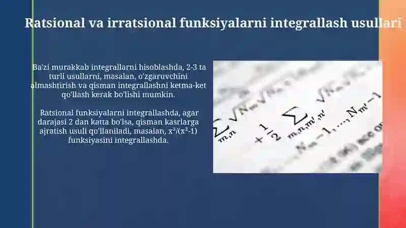 Ratsional va Irotsional funksiyalarni integrallash 3