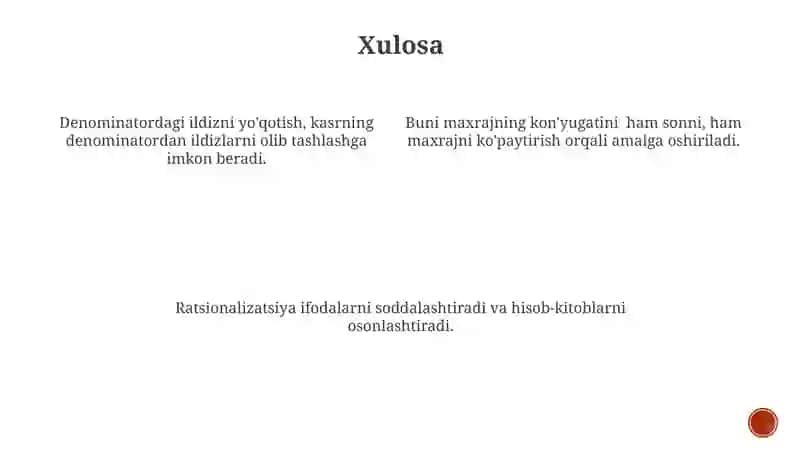 Kasrning maxrajidagi irrotsionallikni yo'qotish 3