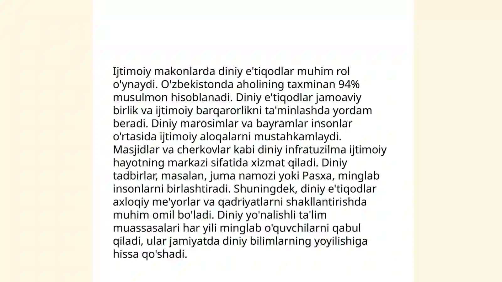 Ijtimoiy makonlarda diniy e'tiqodning ahamiyati 3