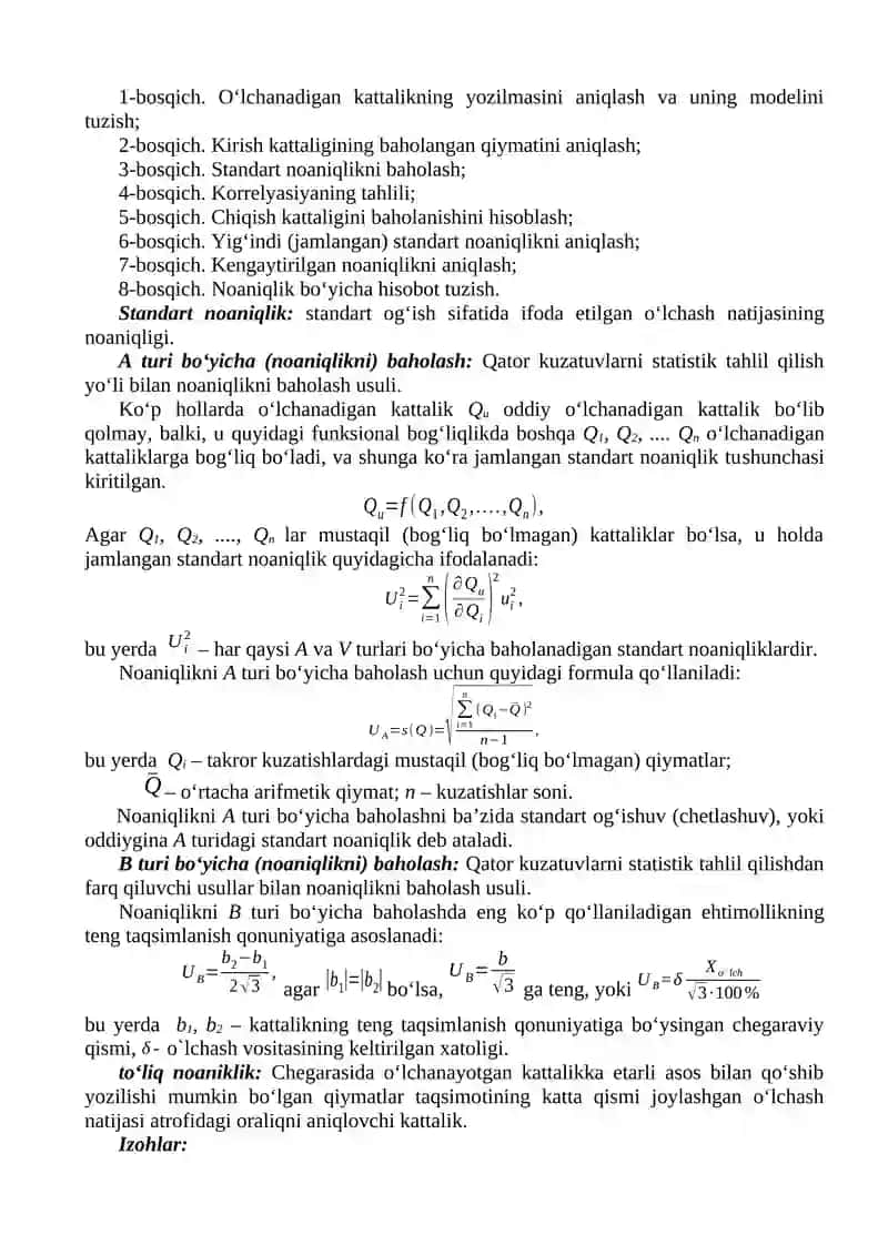 O`LCHASH NOANIQLIKLARI VA XATOLIKLARI 3