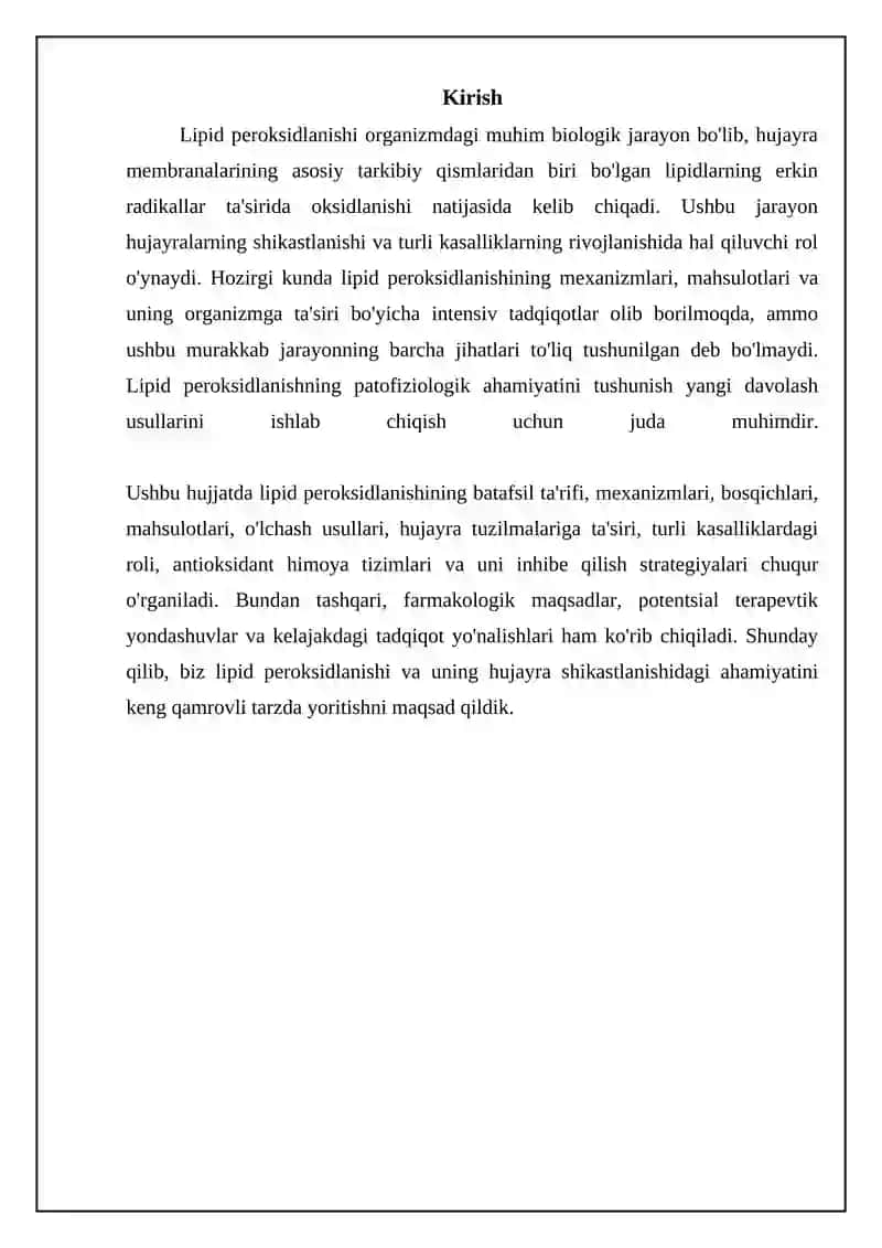 Lipid peroksidlanishning mexanizmi va oqibatlari 3