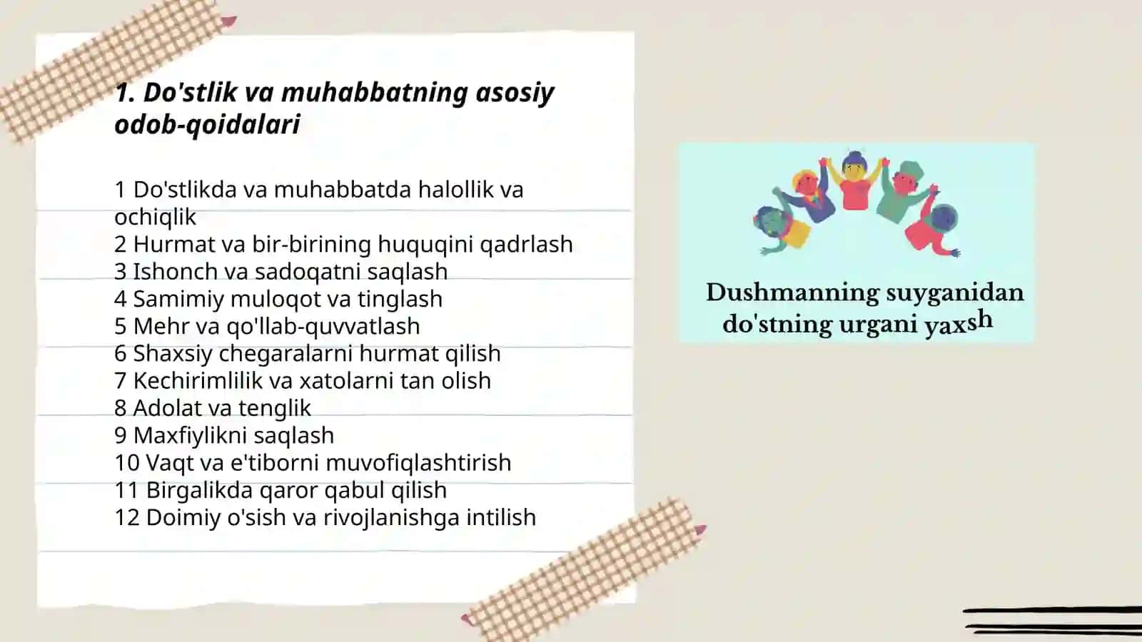Do'stlik va muhabbat odobi 3