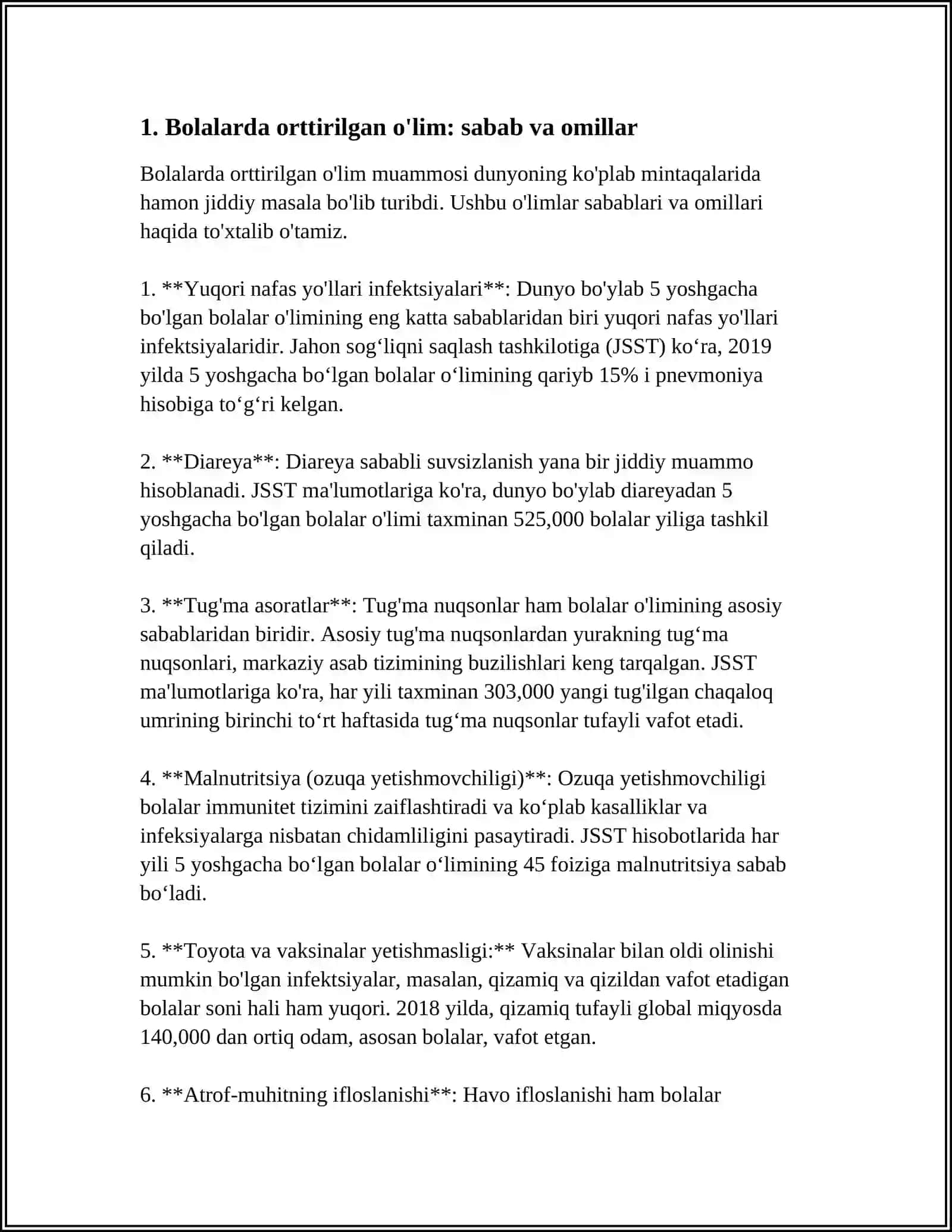 BOLALARDA ORTTIRILGAN OʻLIM 3