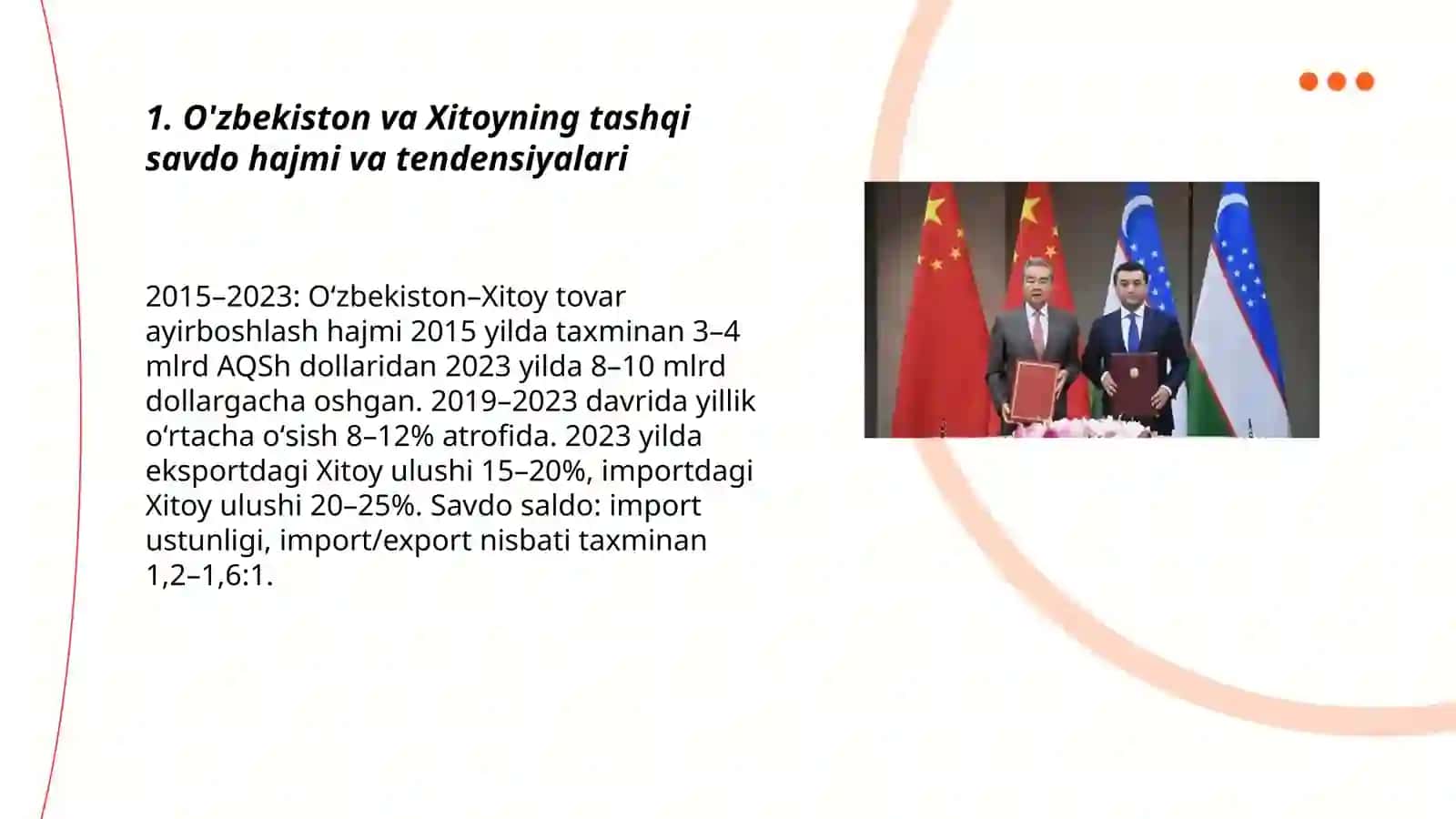 O'zbekiston va Xitoy tashqi savdo faoliyati 3