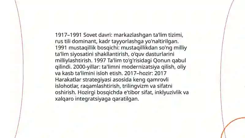Ta'lim islohotlarining tarixiy rivoji va bosqichlari 3