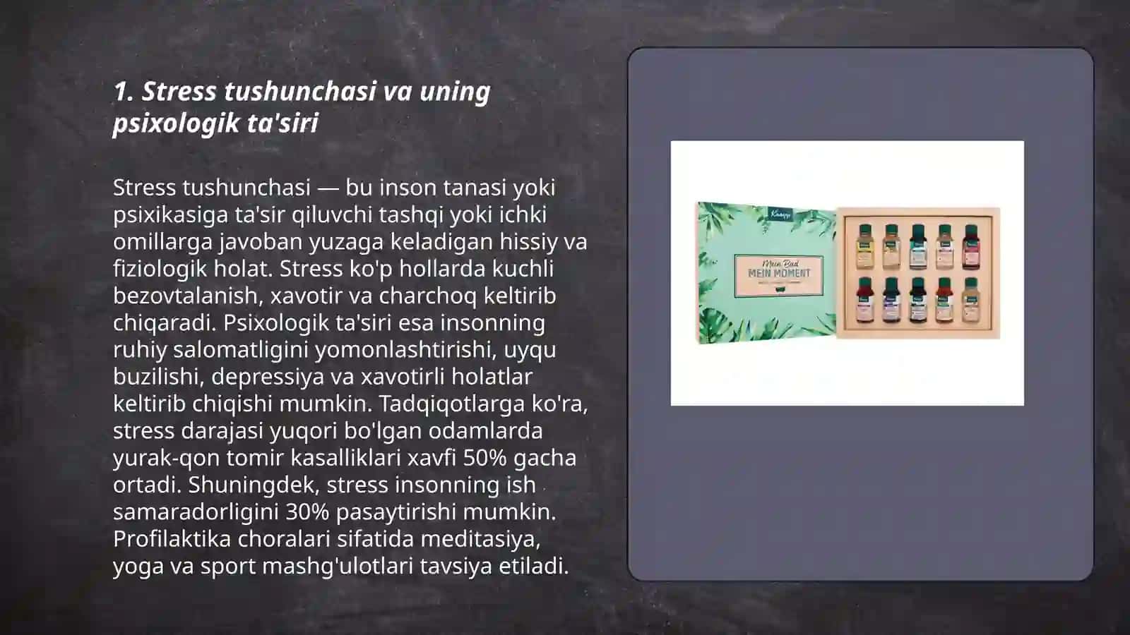 Stress tushunchasi va psixik zoʻriqish, stressning tavsifi 3