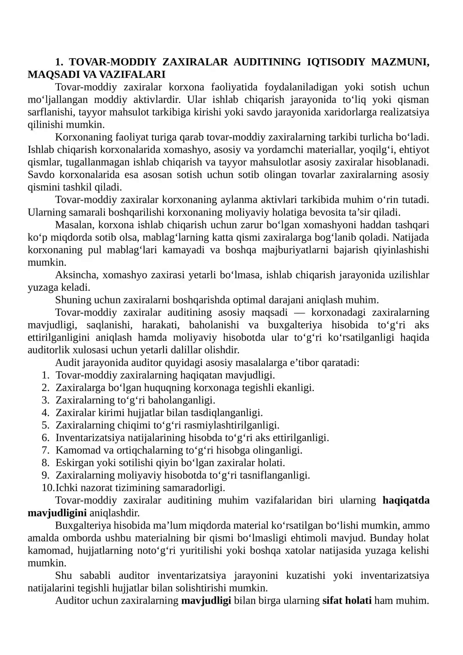 TOVAR-MODDIY ZAXIRALAR AUDITINING MOHIYATI VA AHAMIYATI 3