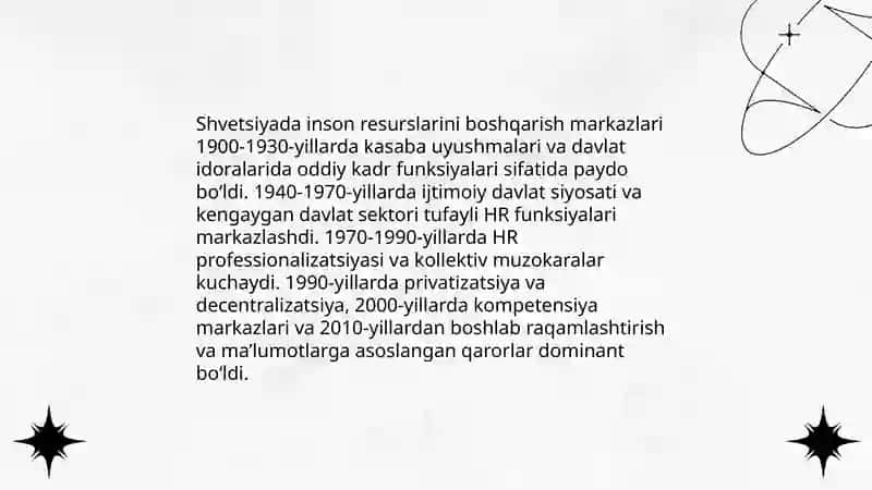 Rivojlangan mamlakatlarda inson resurslarini boshqarish markazlarning rivojlanish tendensiyalari( Shvetsiya) 3