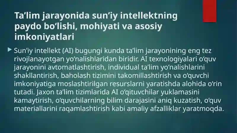 Ta’limda sun’iy intellekt: muammo va istiqbollar. Media makonda psixologik, diniy va madaniy tahdidl 3
