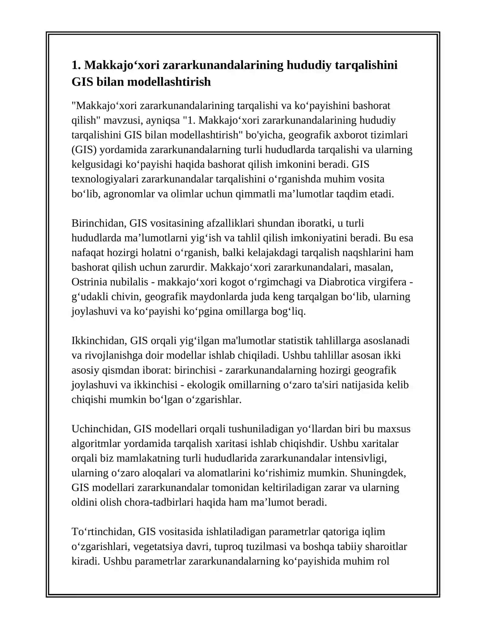 MAKKAJO‘XORI ZARARKUNANDALARINI TARQALISHI VA KO‘PAYISHINI BASHORAT QILISH 3