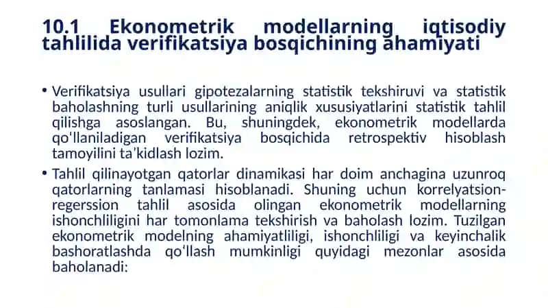 Ekonometrik modellarni baholash 3