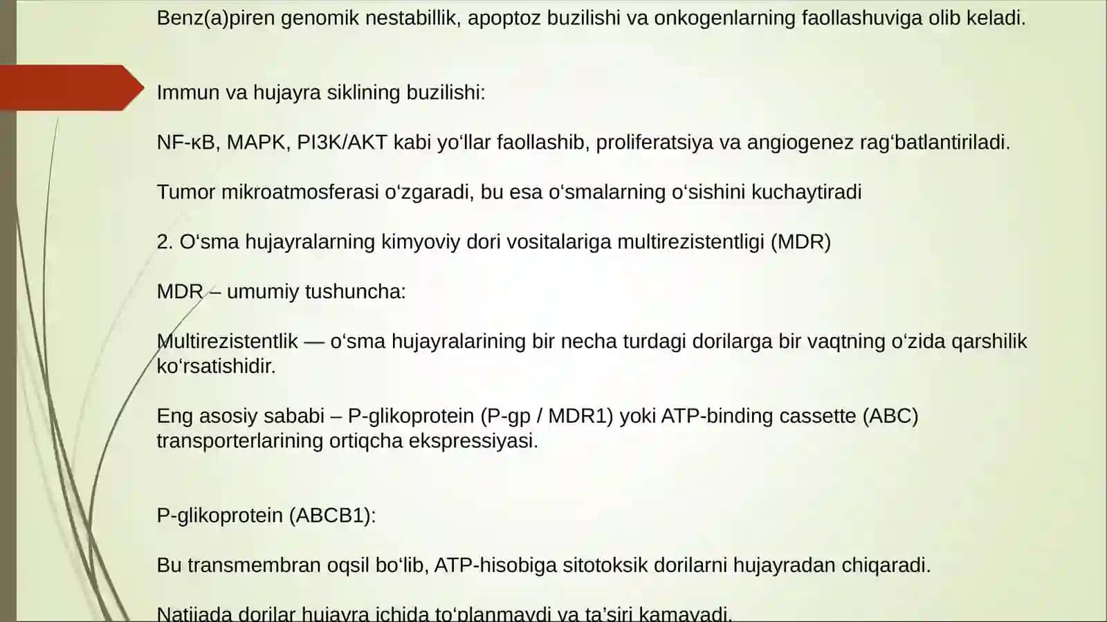 Tamakidagi benz(a)pirenni o'pkada neoplastik jarayonlar rivojlanishidagi ahamiyati 3