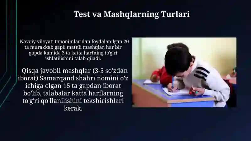 Bosh Harflar Ortografiyasi Boyicha Test Va Mashqlarni O'tkazish Metodlari 3