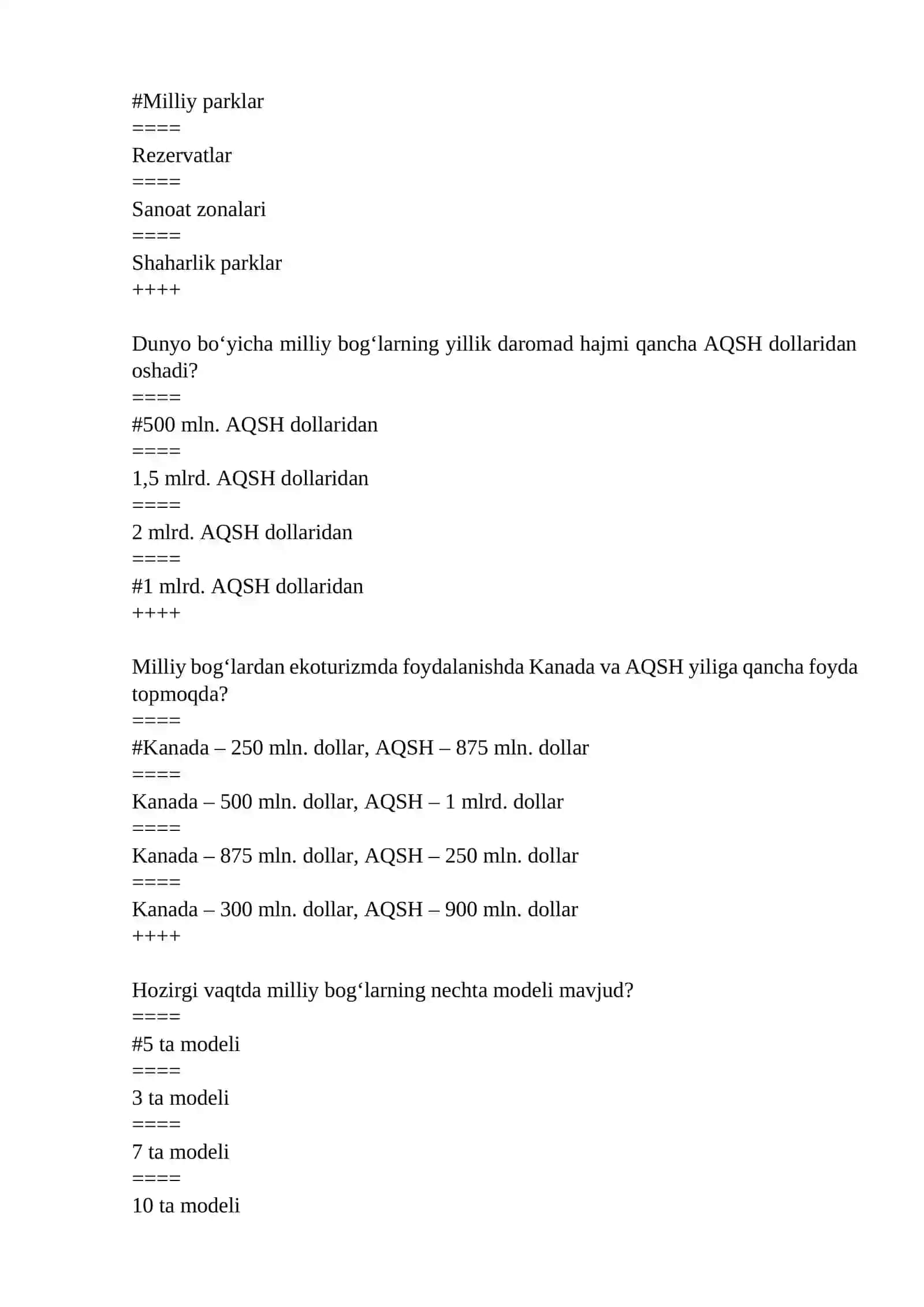 Yashil iqtisdiyot fanidan yakuniy test savollari + javoblari 3