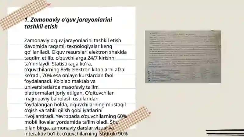 O'QUV MASHG'ULOTLARINI ZAMONAVIYLASHTIRISH VA UNGA QO'YILADIGAN METODIK TALABLAR 3