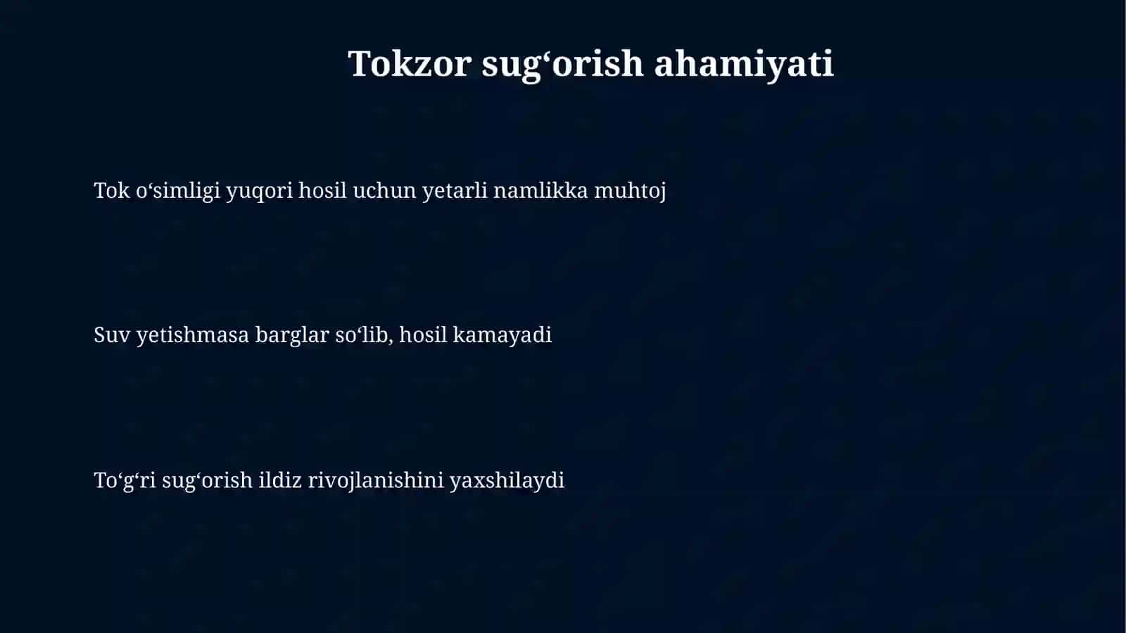 Tokzor Sugʻorish 3