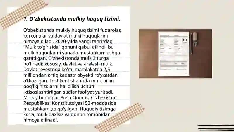 O’zbekistonda mulkiy munosabatlarni tartibga soluvchi rasmiy normalar tahlili 3