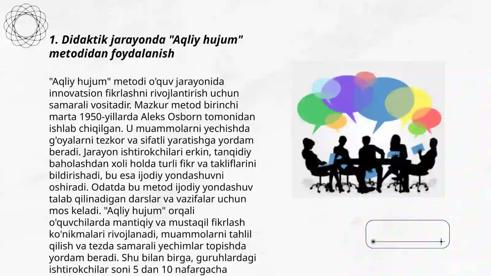 Didaktik jarayon loyihasining interfaol metodlar 3