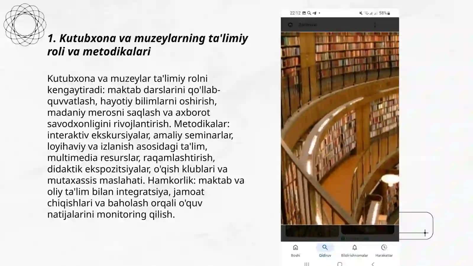 Kutubxona va muzey ta'lim tarbiya va axborot makoni 3