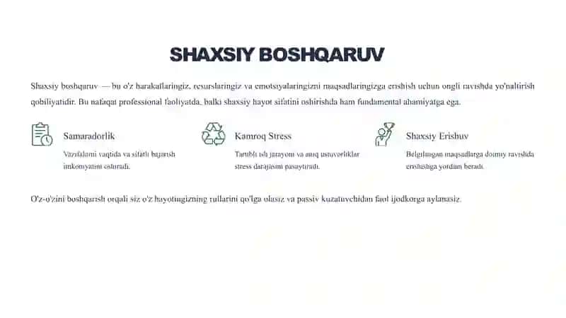 SHAXSIY BOSHQARISH 3