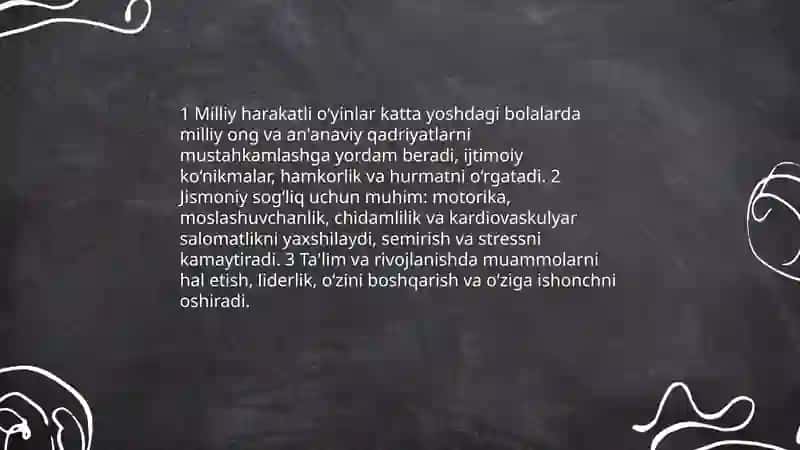 Katta yoshdagi bolalarga beriladigan milliy xarakatli o‘yinlarni o‘rgatish mavzusi 3