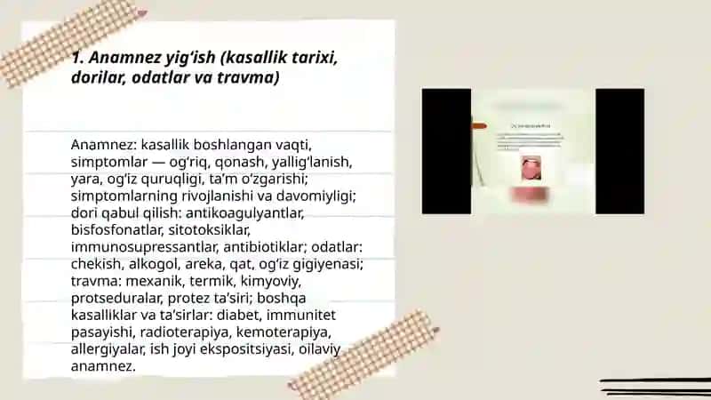 Ogʻiz boʻshligʻi shilliq qavati shikastlangan bemorlarni tekshirish usullari 3