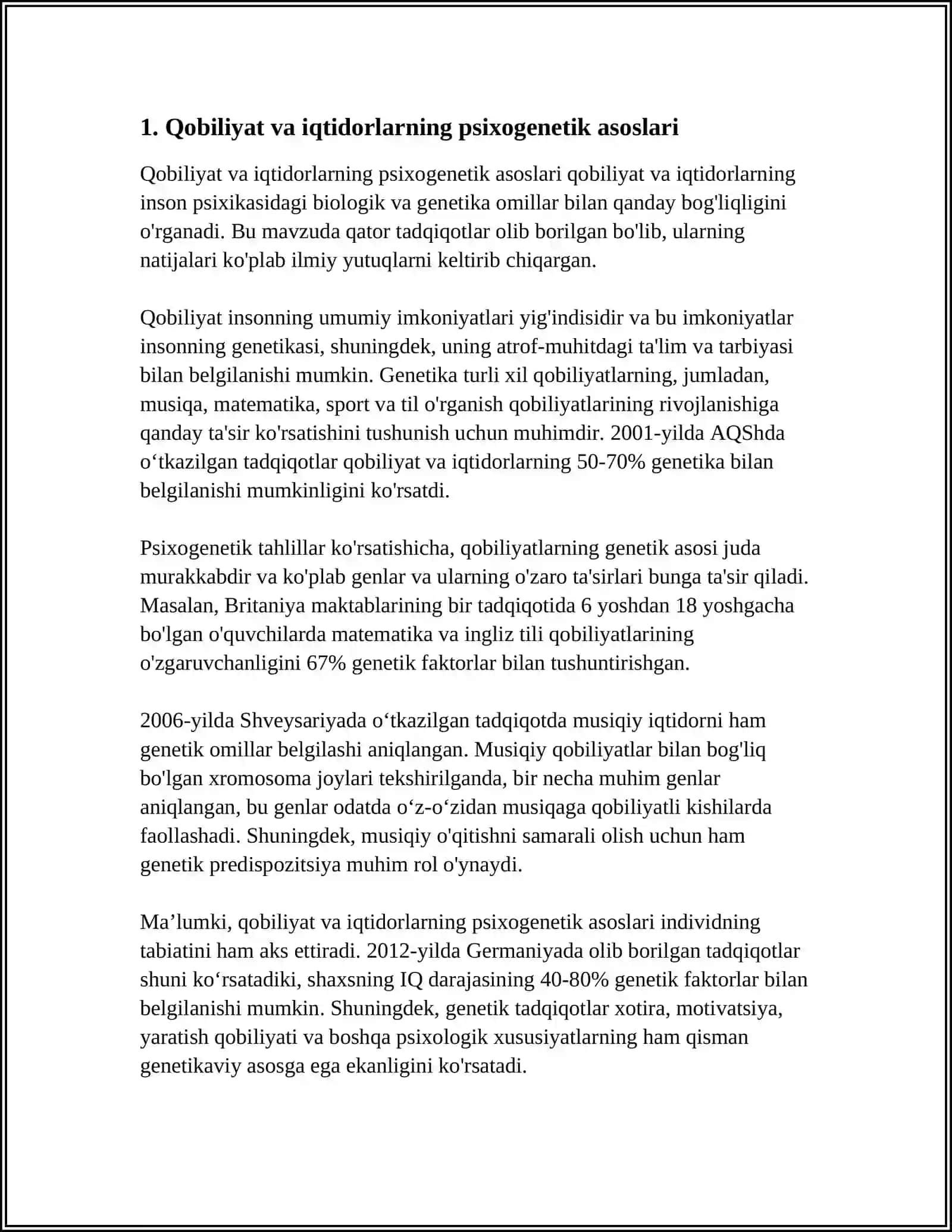 QOBILYAT VA ISTEDOD PSIXOGENETIKASI INTELLEKTNI PSIXOGENETIK TADQIQ ETISH 3