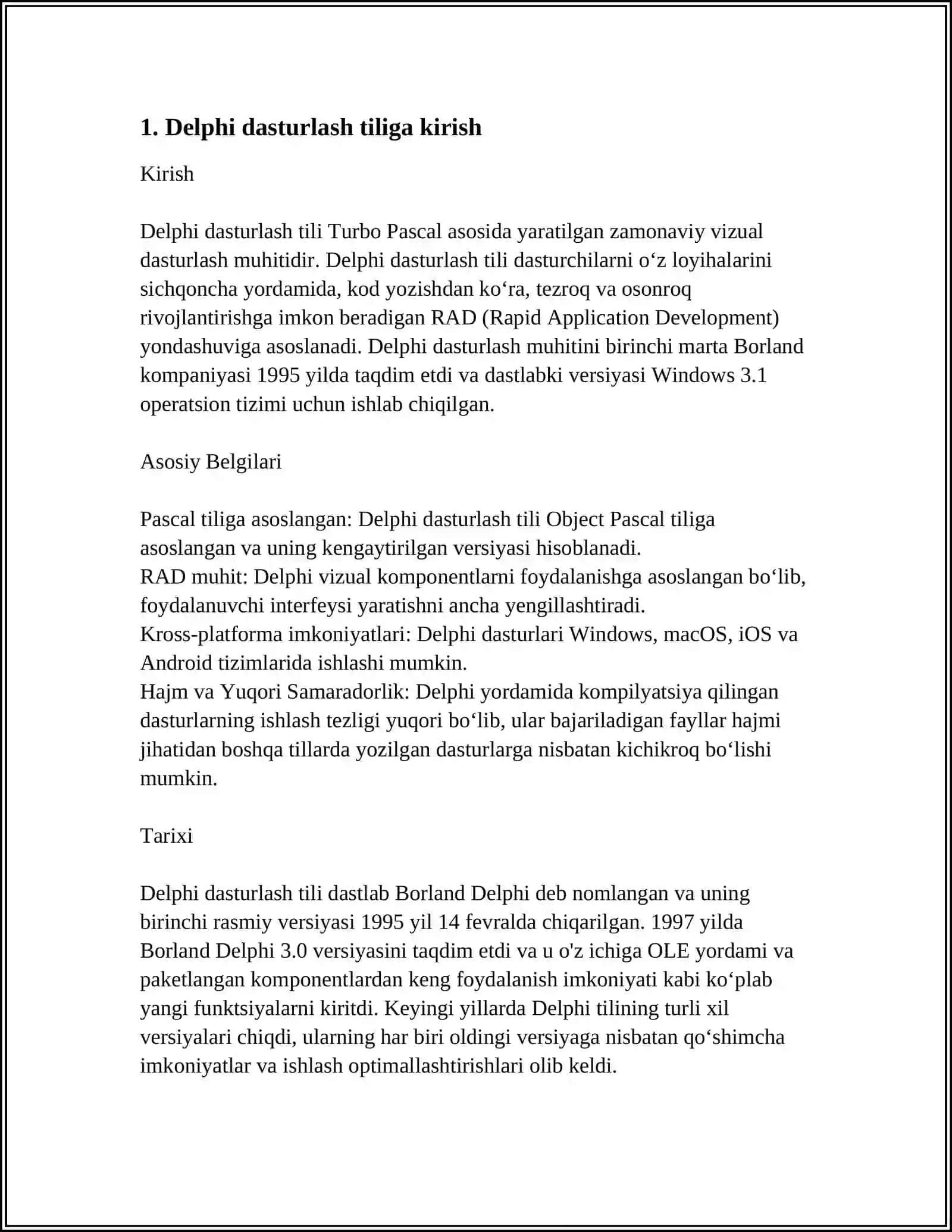 DELPHI DASTURLASH TILIDA NAZORAT VA UNING TURLARI 3