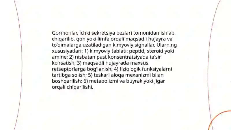 Gormonlar. Gormonlar almashinuvi va klassifikatsiyasi 3
